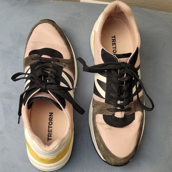 Tretorn Lexie Suede Lace-Up Sneakers Pink and Yellow Women's Size 9 Low Top - Picture 8 of 10